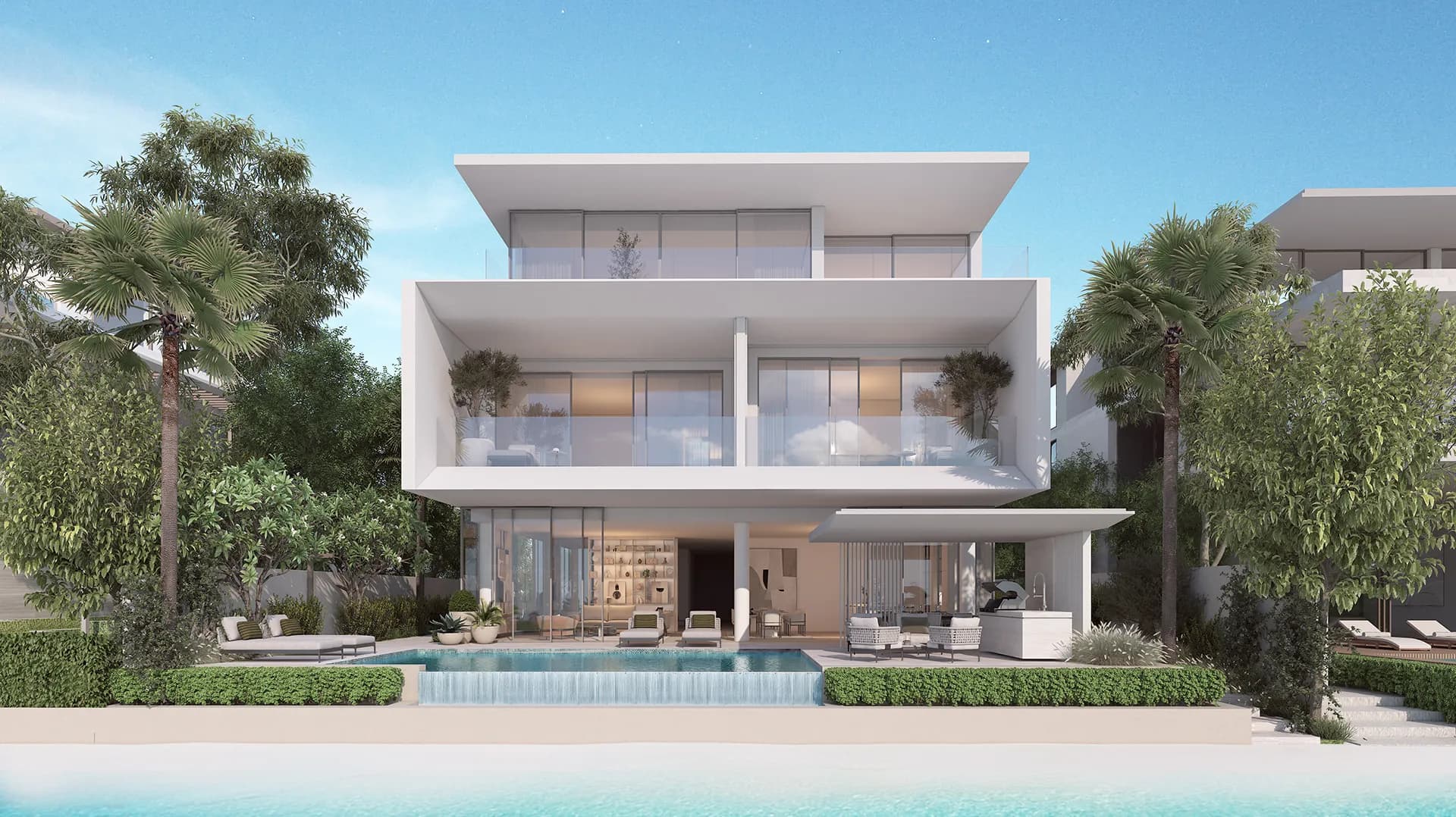 Beach villa rendering, beach-side elevation