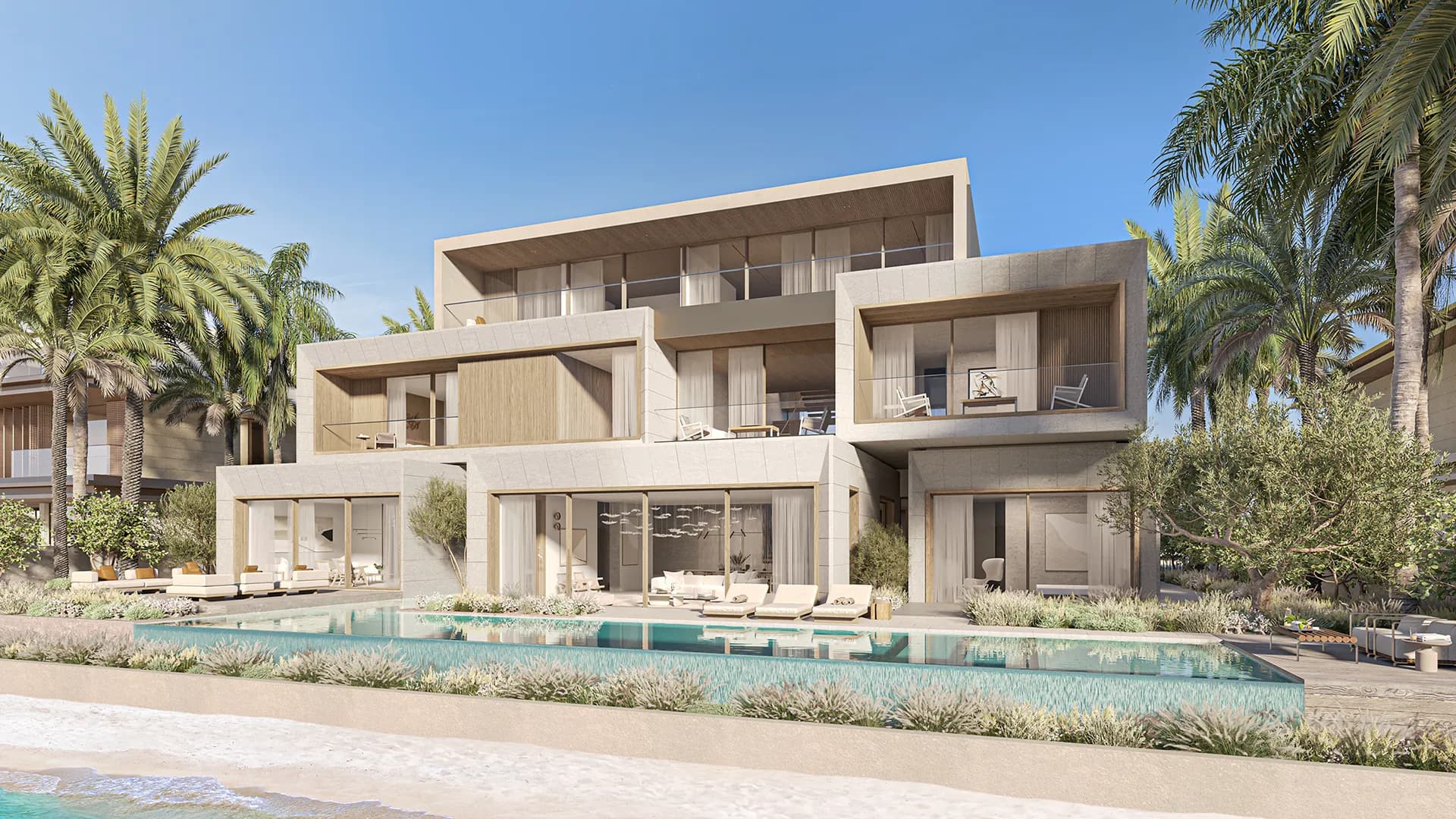 Coral collection villa, beach-side elevation